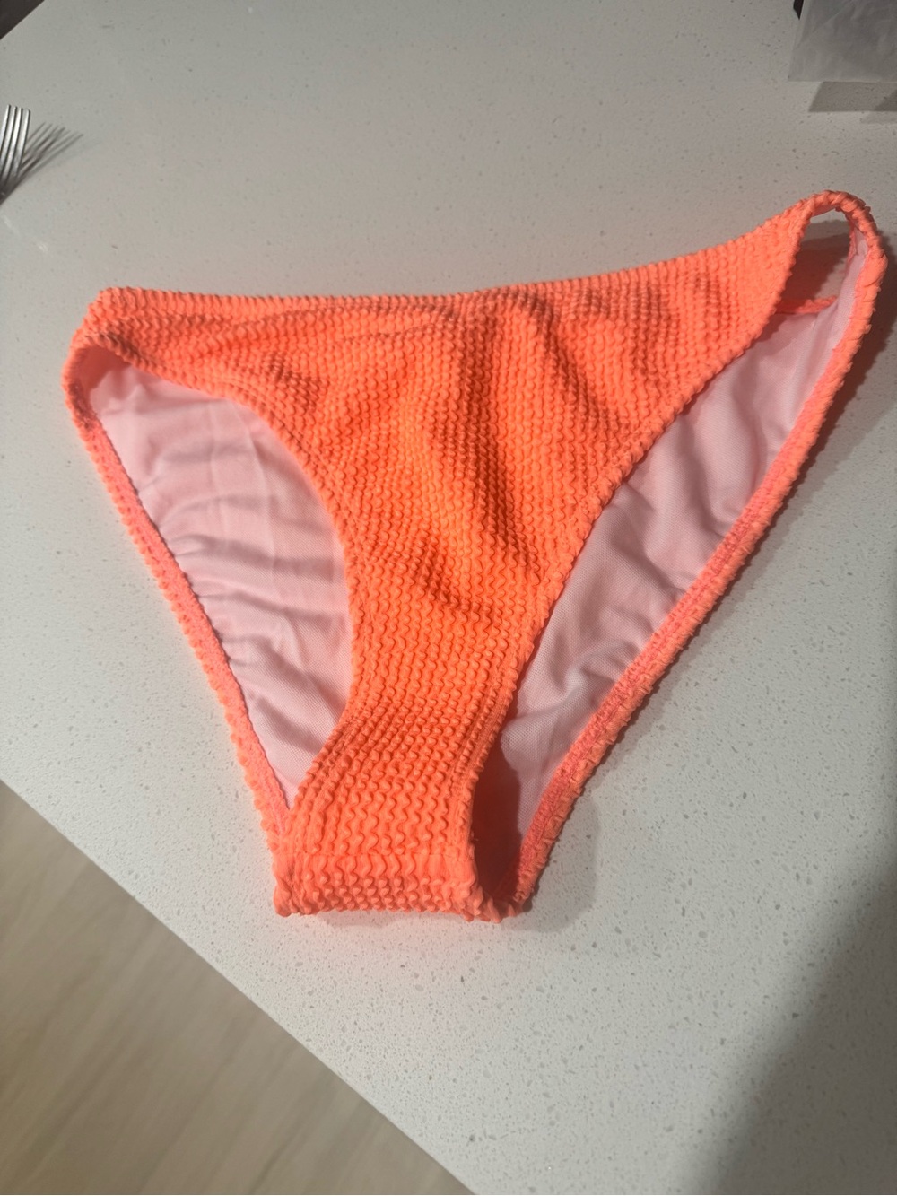 SHEIN Neon Coral Textured Bikini Bottoms